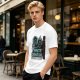 Olive T-Shirt With Neon White Dragon Graphic Print