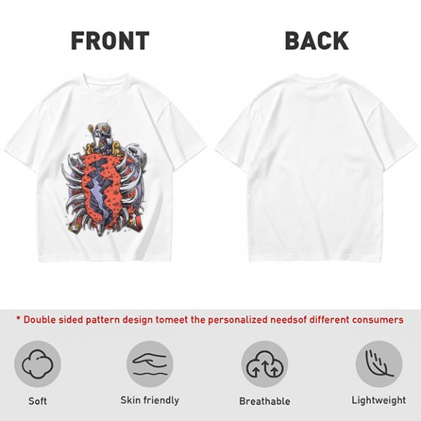 Olive T-Shirt with Dark Fantasy Monster Skeleton Art Print