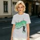 Olive green graphic t-shirt with 'Scandalacious' print and witch hat design