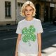 Olive Green T-Shirt With St. Patrick's Day Four-Leaf Clover Art