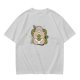 Olive Green T-Shirt With Cute Totoro And Leaf Print