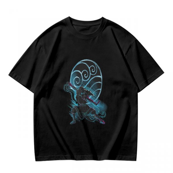 Olive T-shirt with Anime Water Bender Warrior Graphic Print