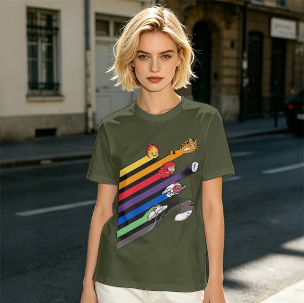 Studio Ghibli Characters Rainbow Stripe Graphic T-Shirt