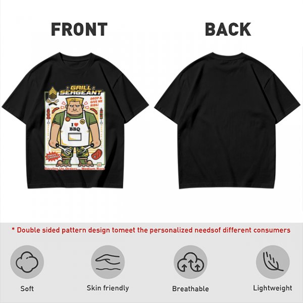 Grill Sergeant I Love BBQ T-Shirt with Funny Military BBQ Art