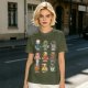 Olive T-Shirt With Cute Animal Teacup Character Print
