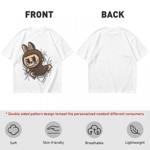 Olive Green T-Shirt With Playful Monster Bunny Graphic Print