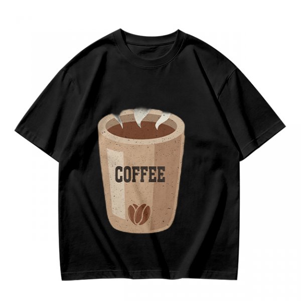 Olive Green T-Shirt With Coffee Cup Graphic Print