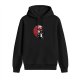 Black Hoodie with Red Moon and Samurai Warrior Graphic Print