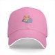 Black baseball cap with a cartoon cat working on a laptop print