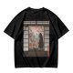 Olive T-Shirt with Japanese Shinto-inspired Window Landscape Print