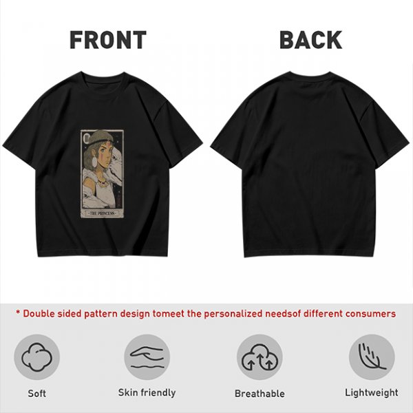 Olive Green T-Shirt With The Princess Tarot Card Style Anime Print