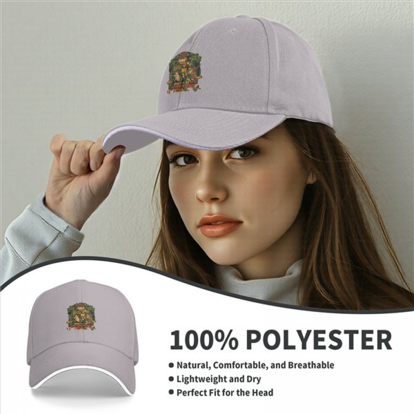 Black Baseball Cap With Fantasy Dungeon Themed Graphic Print