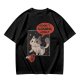 Olive cat graphic t-shirt with 'I don't wanna adult' print
