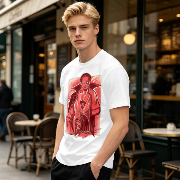 One Piece Shanks Graphic Print Olive T-Shirt