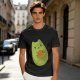 Olive Green T-Shirt With Cute Avocado Cat Holding Yarn Ball Print