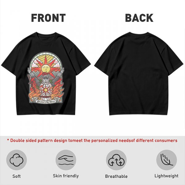 Olive T-Shirt With Stained Glass Style Praise The Sun Knight Print
