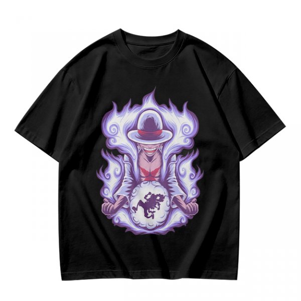 Anime Gear 5 Character Graphic Print Olive T-Shirt