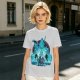Fantasy warrior ghost print olive green graphic t-shirt