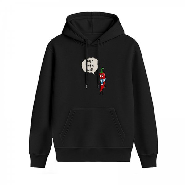 Black Hoodie With Cute Chili Pepper Graphic 'I'm a Little Chili'