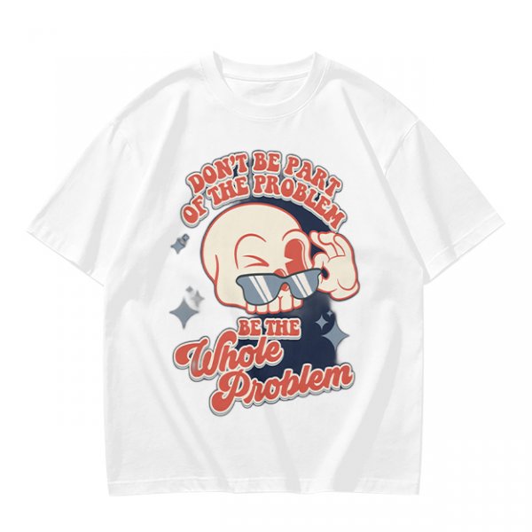 Olive Graphic T-Shirt With Sarcastic Skull Problem Quote