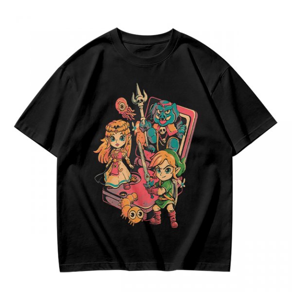 Olive t-shirt with The Legend of Zelda retro game characters print