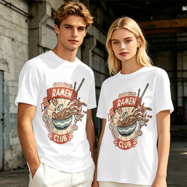 Olive Ramen Club Graphic T-Shirt with Noodle Bowl Art