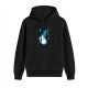 Black hoodie with blue winged celestial egg graphic print