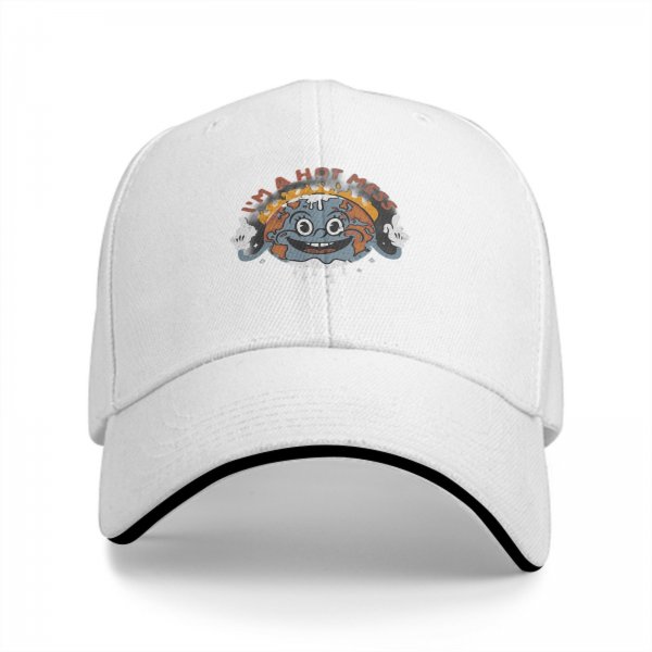Black baseball cap with 'I'm A Hot Mess' melting earth graphic