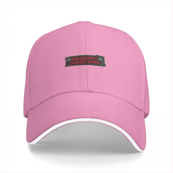 Black Baseball Cap With Meowy Christmas Festive Print