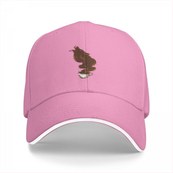 Black Baseball Cap With Coffee Steam Wolf Graphic Design