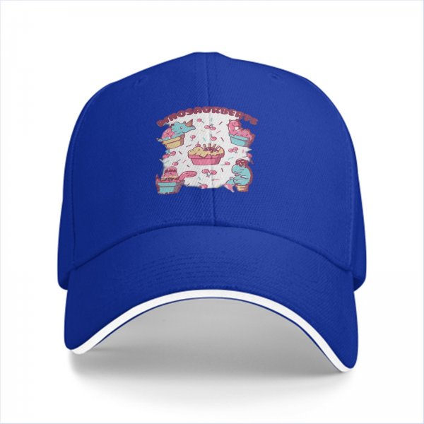 Black baseball cap with cute dinosaur dessert graphic print