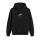 Black hoodie with stylized beer glasses graphic print