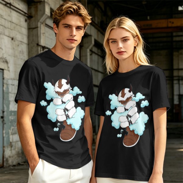 Olive Green T-Shirt With Sleeping Sky Bison On Clouds Print