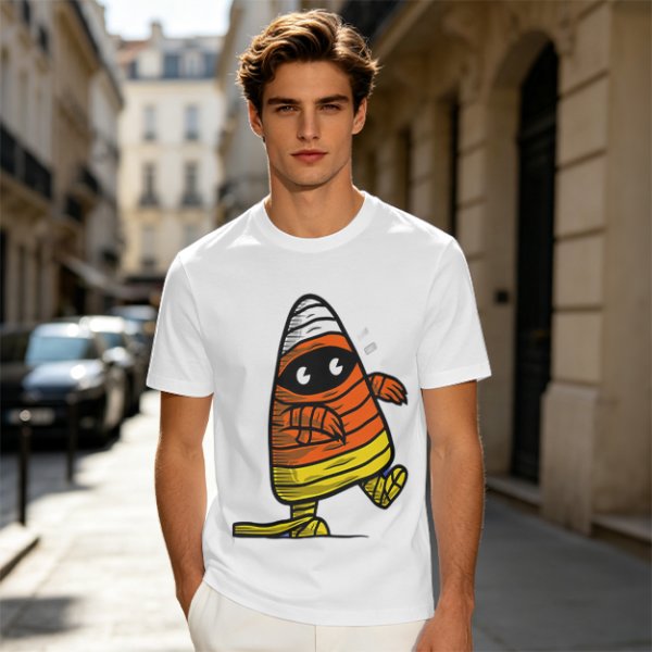 Olive T-Shirt with Mummy Candy Corn Halloween Graphic