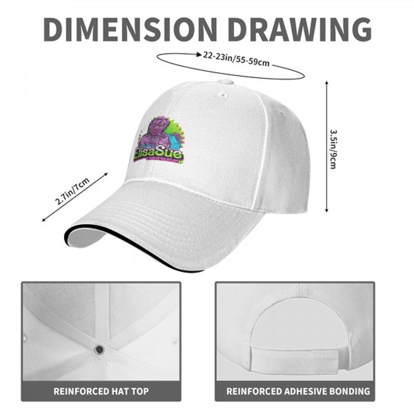 Black baseball cap with Elisa Sue graphic and text print