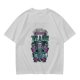 Olive graphic t-shirt with raccoons and 'Bring Us All The Trash' text