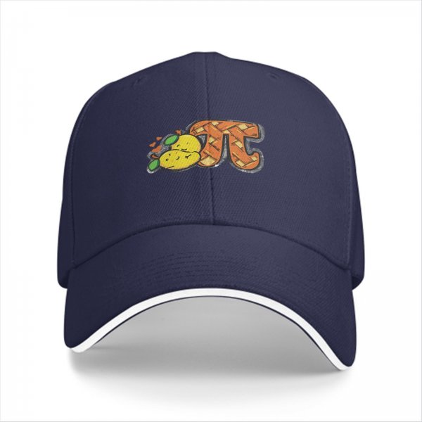 Black Baseball Cap With Pi Pie Lemon Graphic Design