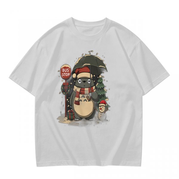 Christmas Totoro at Bus Stop Graphic T-Shirt