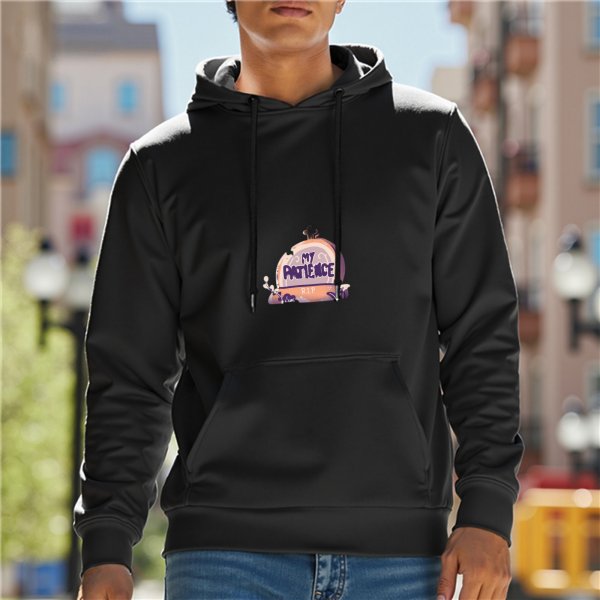 Black Hoodie With 'My Patience' Graphic Print Design