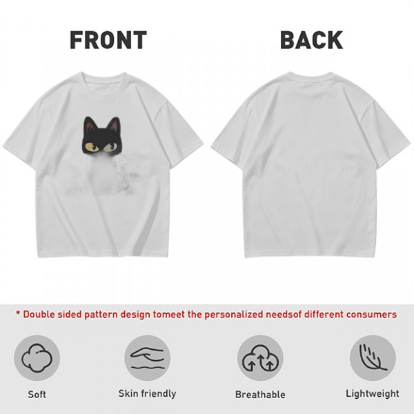 Olive Green T-Shirt With Black Cat Head Graphic Print
