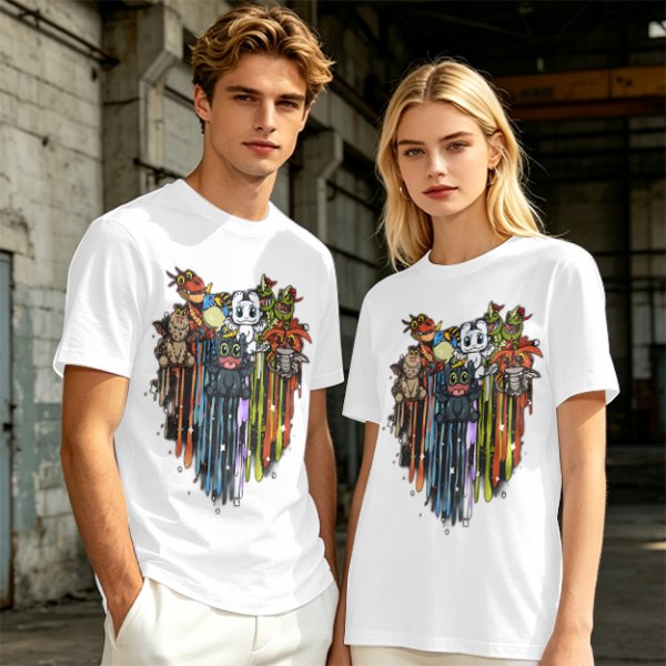 Olive T-Shirt With Cute How To Train Your Dragon Character Print
