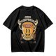 Oversized Olive T-Shirt with Retro Espresso Coffee Mascot Graphic