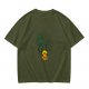 Olive T-shirt with Cute Duck Holding Four-Leaf Clover Print