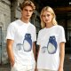Olive T-Shirt With Blue Whimsical Creature Graphic Print
