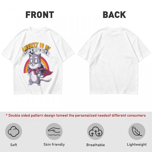Anxiety Is My Superpower Cat Graphic T-Shirt