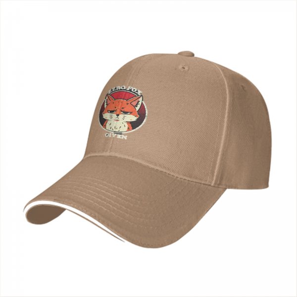 Black baseball cap with 'Zero Fox Given' grumpy fox graphic