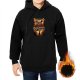Black Hoodie With Fantasy Cat Themed Graphic Print