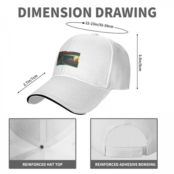 Black Baseball Cap with Night Diner Scene Art Print