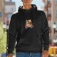 Black Hoodie With Cartoon Cat Riding Scooter Graphic