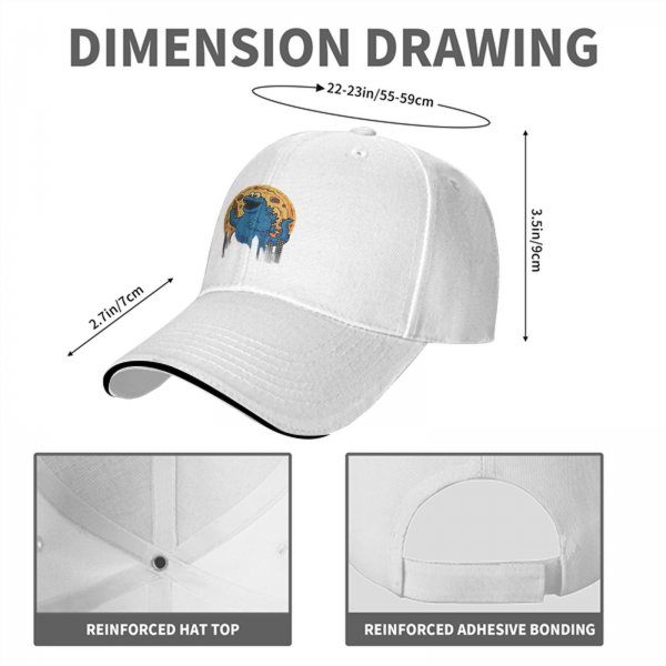 Black baseball cap with cookie monster godzilla and cookie print